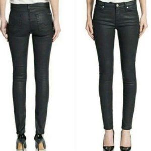 7 For All Mankind Gwenevere Coated Stretch Skinny Jeans Black Size 29
